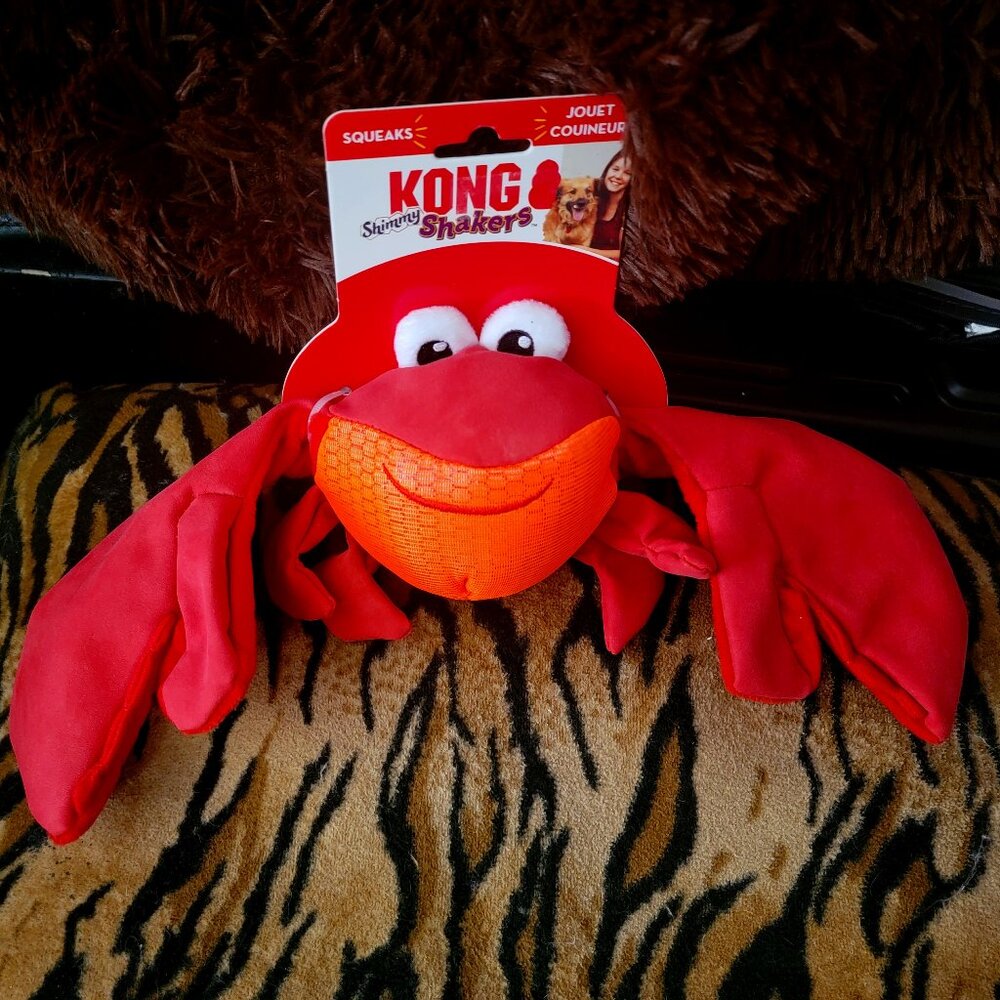 Kong Shakers Crab Vibrant Red and Orange Dog Toy sz med New!